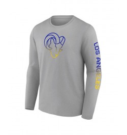 Men's Branded Heathered Gray Los Angeles Rams Clear Sign Long Sleeve T-shirt $18.33 T-Shirts