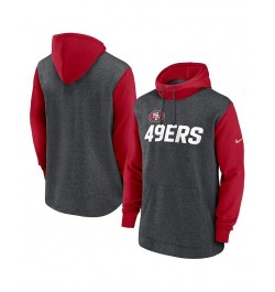 Men's Heathered Charcoal and Scarlet San Francisco 49ers Surrey Legacy Pullover Hoodie $37.09 Sweatshirt