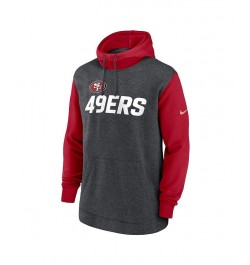 Men's Heathered Charcoal and Scarlet San Francisco 49ers Surrey Legacy Pullover Hoodie $37.09 Sweatshirt