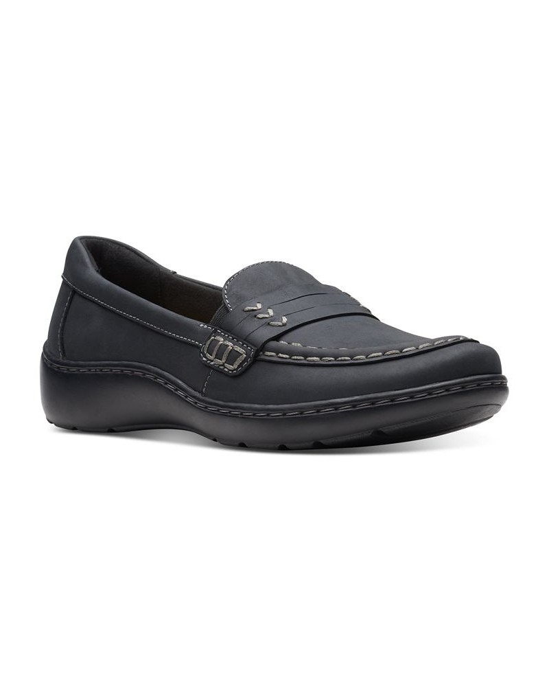 Women's Cora Shay Slip-On Moc-Toe Loafer Flats Black $31.00 Shoes