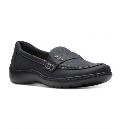 Women's Cora Shay Slip-On Moc-Toe Loafer Flats Black $31.00 Shoes