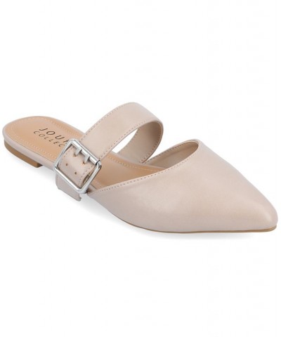 Women's Shaella Buckle Flats Tan/Beige $40.79 Shoes