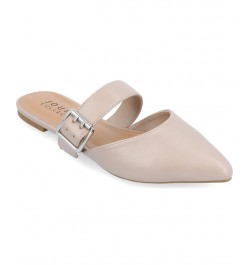 Women's Shaella Buckle Flats Tan/Beige $40.79 Shoes