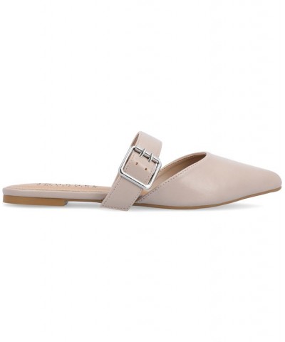 Women's Shaella Buckle Flats Tan/Beige $40.79 Shoes