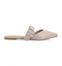 Women's Shaella Buckle Flats Tan/Beige $40.79 Shoes