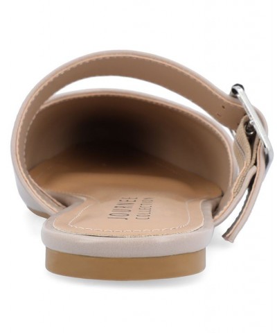 Women's Shaella Buckle Flats Tan/Beige $40.79 Shoes