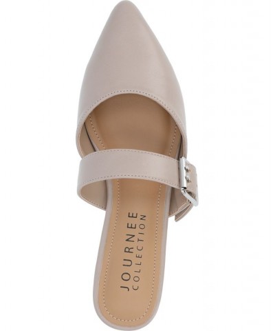 Women's Shaella Buckle Flats Tan/Beige $40.79 Shoes