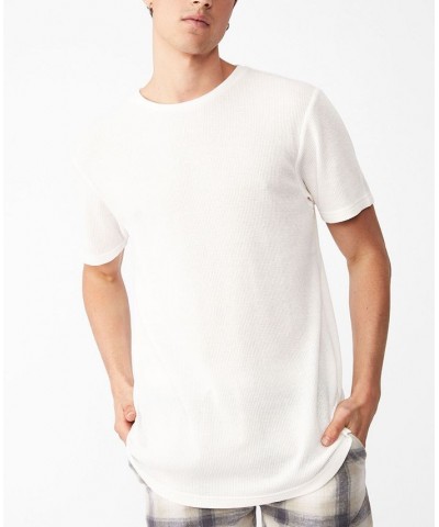 Men's Longline Scoop Waffle T-shirt White $14.35 T-Shirts