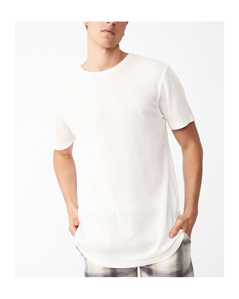 Men's Longline Scoop Waffle T-shirt White $14.35 T-Shirts