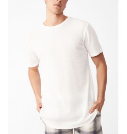 Men's Longline Scoop Waffle T-shirt White $14.35 T-Shirts