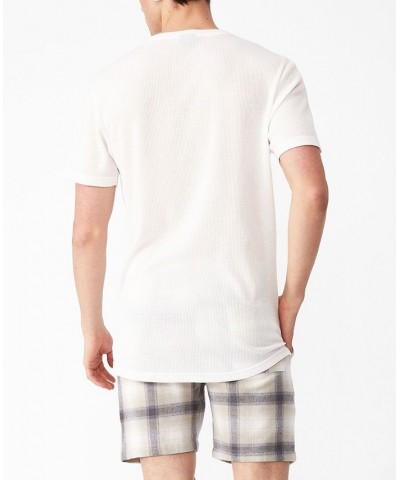 Men's Longline Scoop Waffle T-shirt White $14.35 T-Shirts