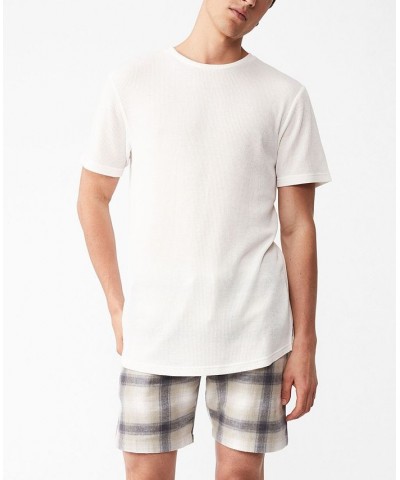 Men's Longline Scoop Waffle T-shirt White $14.35 T-Shirts