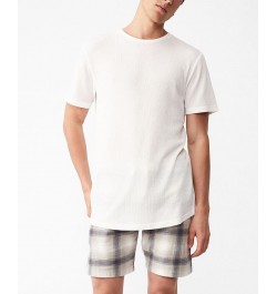 Men's Longline Scoop Waffle T-shirt White $14.35 T-Shirts