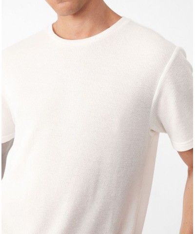 Men's Longline Scoop Waffle T-shirt White $14.35 T-Shirts