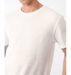 Men's Longline Scoop Waffle T-shirt White $14.35 T-Shirts