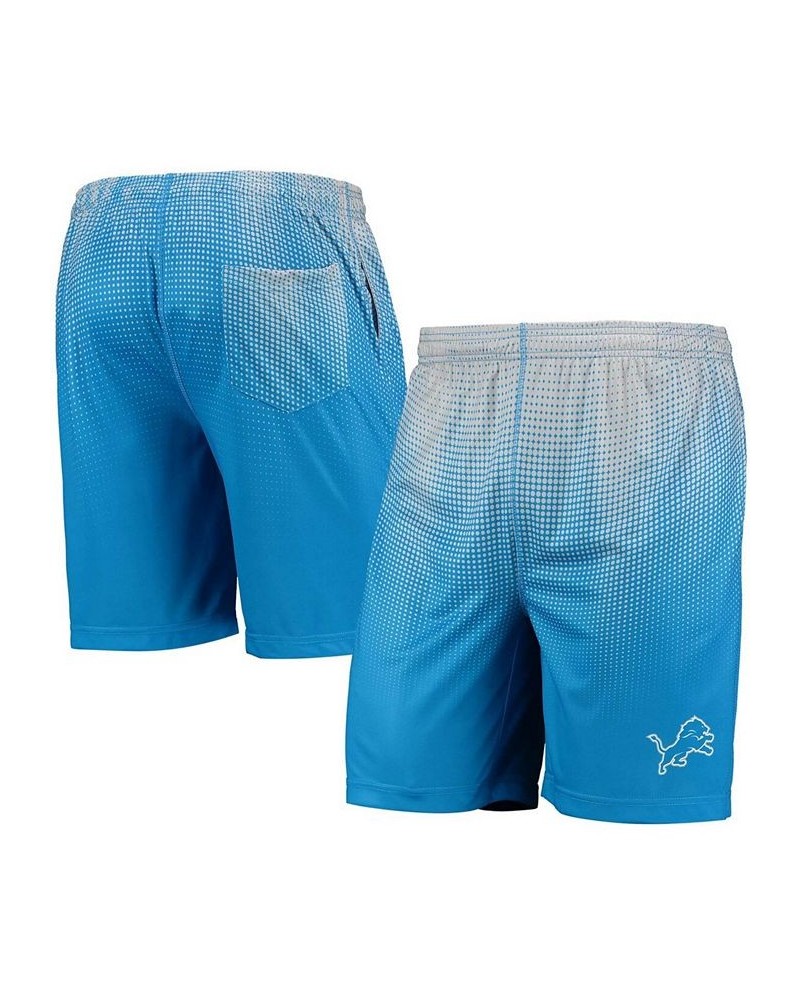 Men's Blue and Silver Detroit Lions Pixel Gradient Training Shorts $20.68 Shorts