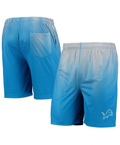 Men's Blue and Silver Detroit Lions Pixel Gradient Training Shorts $20.68 Shorts