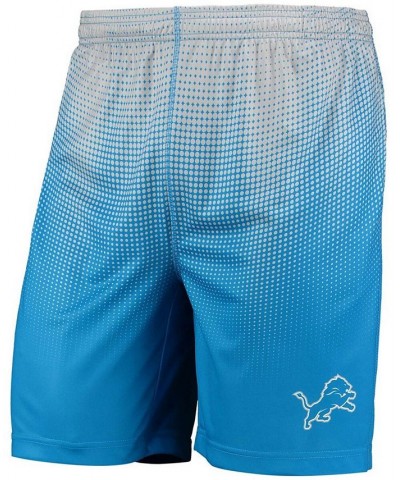 Men's Blue and Silver Detroit Lions Pixel Gradient Training Shorts $20.68 Shorts