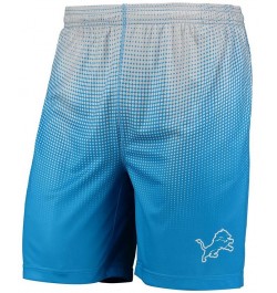 Men's Blue and Silver Detroit Lions Pixel Gradient Training Shorts $20.68 Shorts