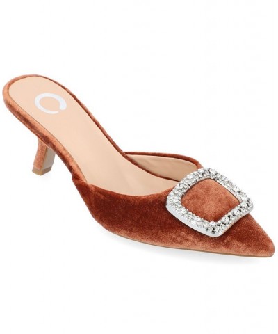 Women's Rishie Velvet Heels Brown $55.00 Shoes