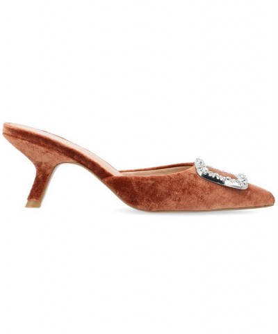 Women's Rishie Velvet Heels Brown $55.00 Shoes