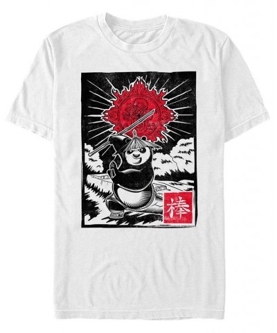 Kung Fu Panda Men's Po Warrior Poster Short Sleeve T-Shirt White $17.15 T-Shirts