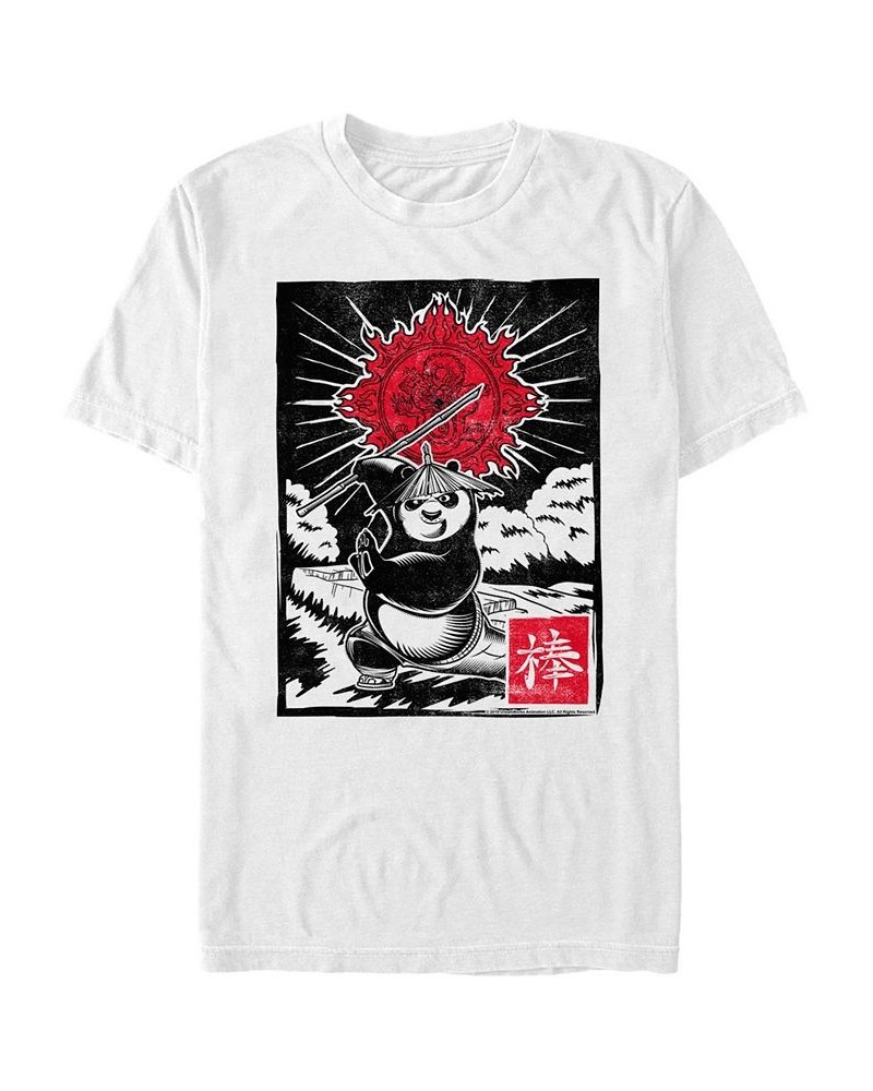 Kung Fu Panda Men's Po Warrior Poster Short Sleeve T-Shirt White $17.15 T-Shirts