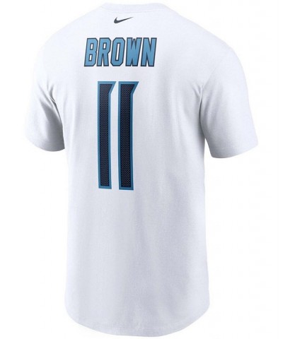 Men's AJ Brown White Tennessee Titans Player Name and Number T-shirt $20.51 T-Shirts