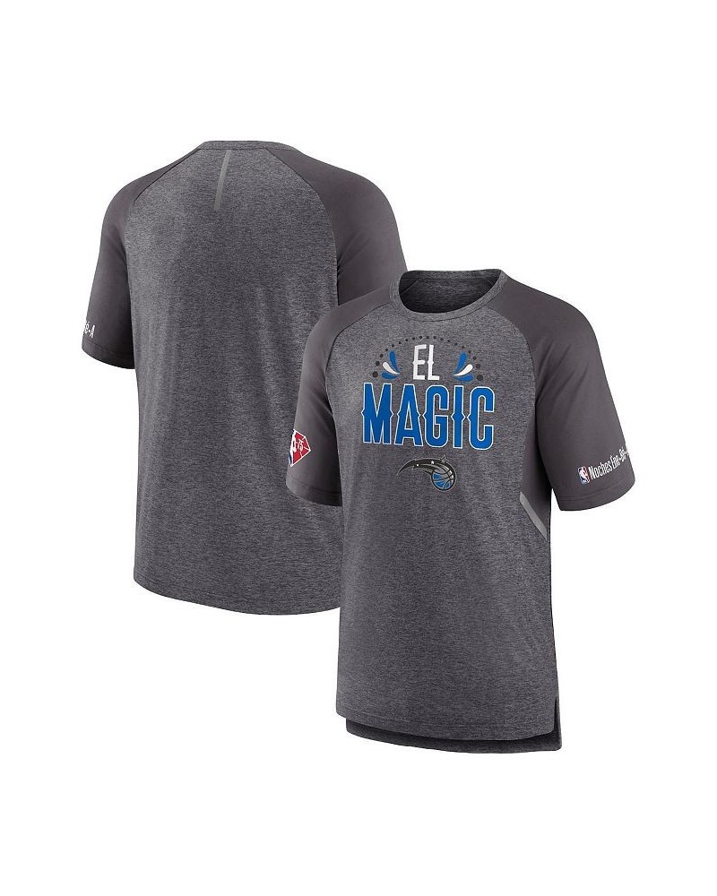 Men's Branded Heathered Gray Orlando Magic 2022 Noches Ene-Be-A Core Shooting Raglan T-shirt $21.62 T-Shirts