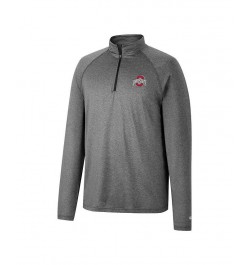 Men's Heathered Gray Ohio State Buckeyes Earth First Raglan Quarter-Zip Windshirt $26.65 Sweatshirt