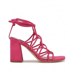 Women's Glaven Square Toe Lace-up Dress Sandals Pink $46.53 Shoes