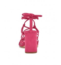 Women's Glaven Square Toe Lace-up Dress Sandals Pink $46.53 Shoes