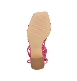 Women's Glaven Square Toe Lace-up Dress Sandals Pink $46.53 Shoes