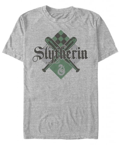 Men's Slytherin Quidditch Short Sleeve Crew T-shirt Gray $16.80 T-Shirts