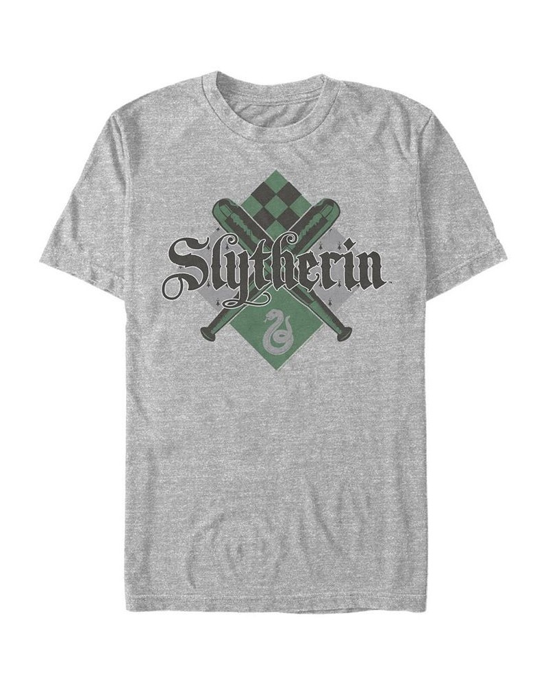 Men's Slytherin Quidditch Short Sleeve Crew T-shirt Gray $16.80 T-Shirts