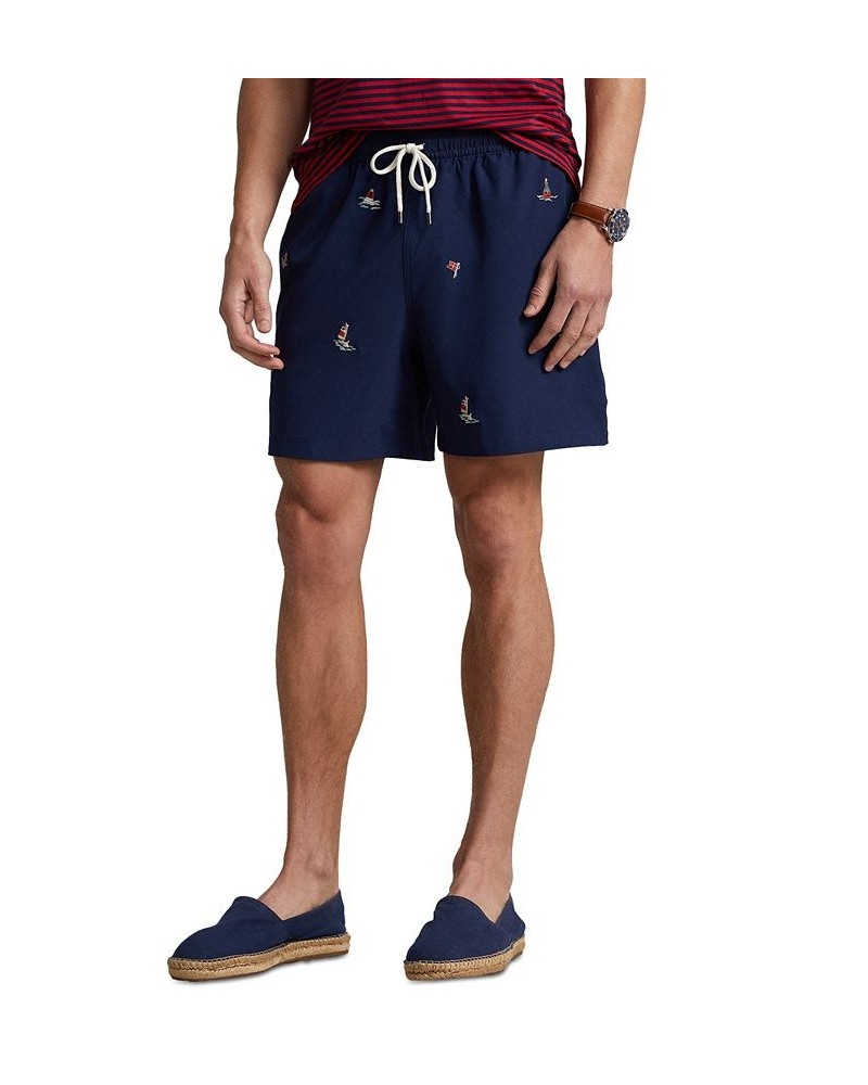 Men's 5-3/4-Inch Traveler Classic Swim Trunks Blue $38.85 Swimsuits