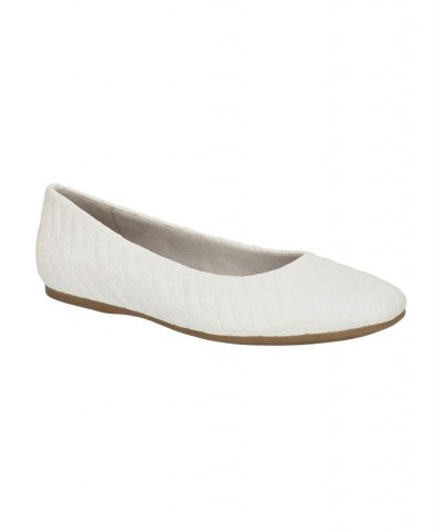 Women's Mazi Square Toe Flats White $35.70 Shoes