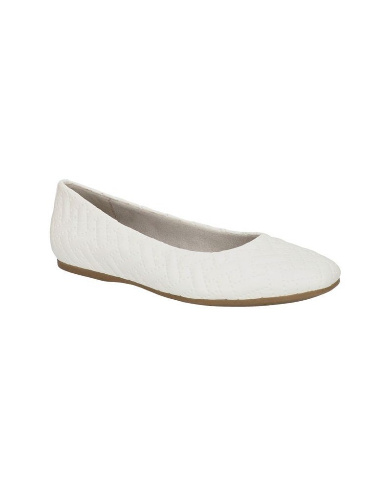 Women's Mazi Square Toe Flats White $35.70 Shoes