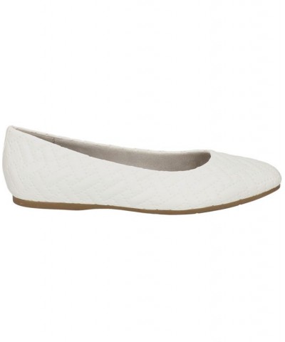 Women's Mazi Square Toe Flats White $35.70 Shoes