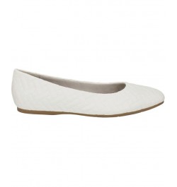 Women's Mazi Square Toe Flats White $35.70 Shoes