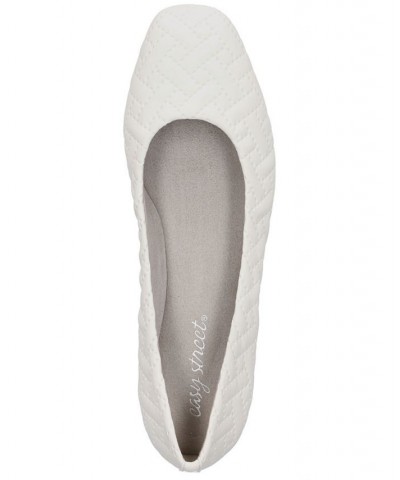 Women's Mazi Square Toe Flats White $35.70 Shoes