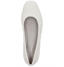 Women's Mazi Square Toe Flats White $35.70 Shoes