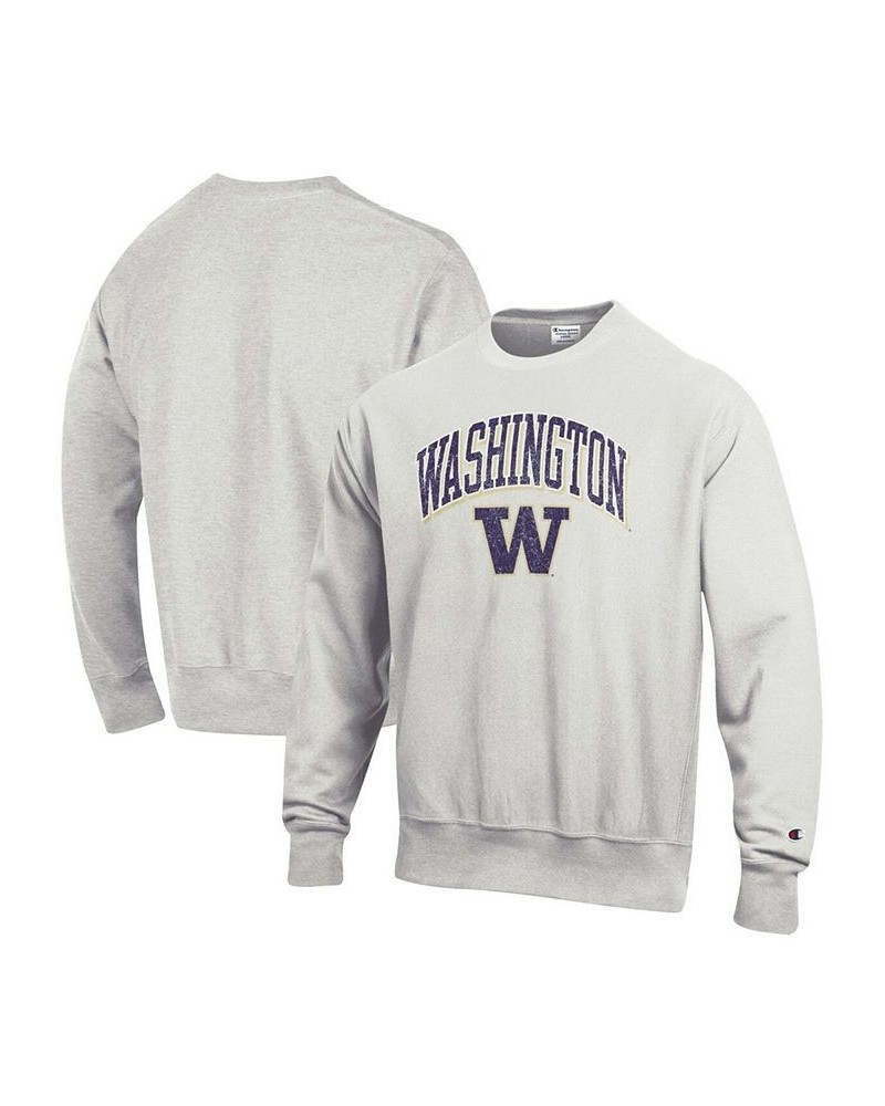 Men's Gray Washington Huskies Arch Over Logo Reverse Weave Pullover Sweatshirt $44.19 Sweatshirt