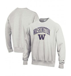 Men's Gray Washington Huskies Arch Over Logo Reverse Weave Pullover Sweatshirt $44.19 Sweatshirt