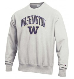 Men's Gray Washington Huskies Arch Over Logo Reverse Weave Pullover Sweatshirt $44.19 Sweatshirt