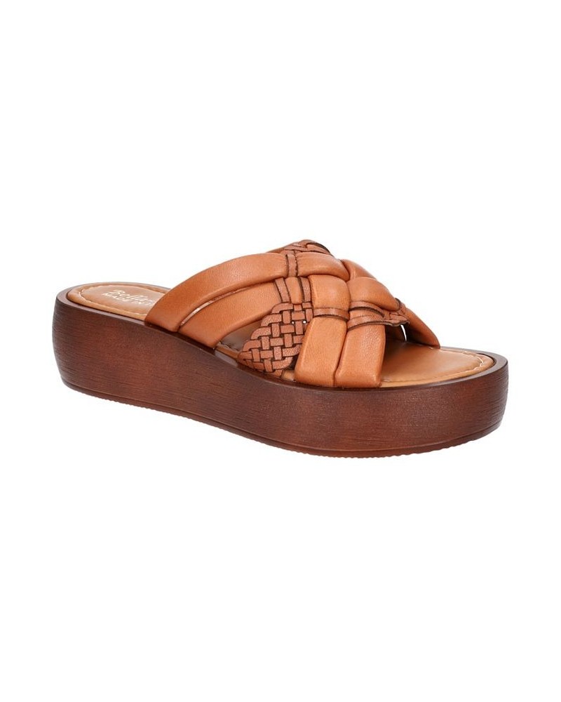 Women's Ned-Italy Platform Sandals Whiskey Leather $57.60 Shoes