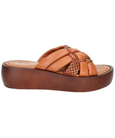 Women's Ned-Italy Platform Sandals Whiskey Leather $57.60 Shoes