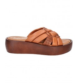 Women's Ned-Italy Platform Sandals Whiskey Leather $57.60 Shoes