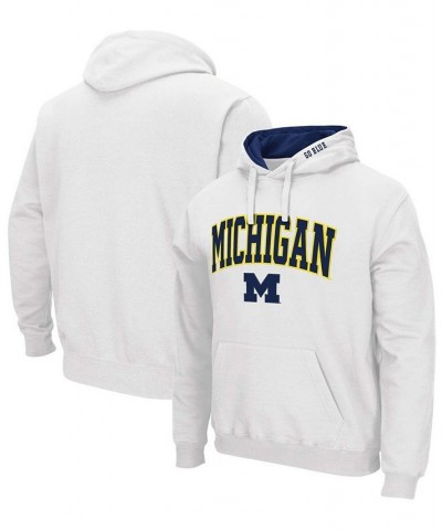 Men's White Michigan Wolverines Arch Logo 3.0 Pullover Hoodie $25.80 Sweatshirt