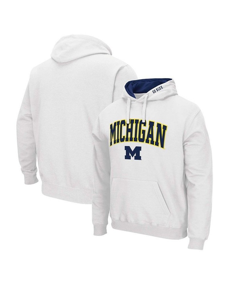 Men's White Michigan Wolverines Arch Logo 3.0 Pullover Hoodie $25.80 Sweatshirt